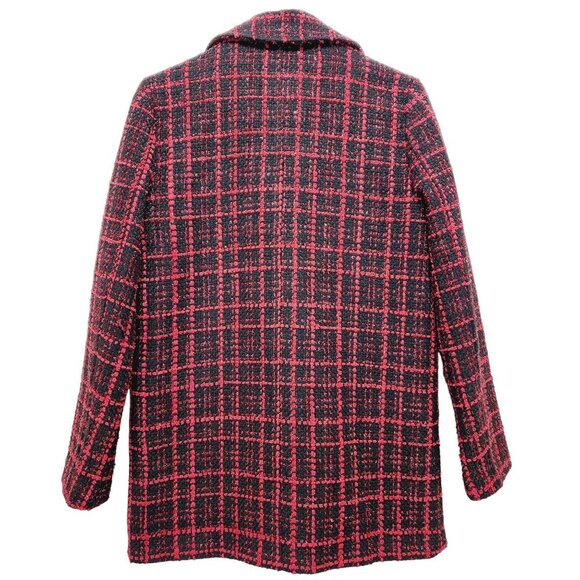 Bagatelle Collection Tweed Jacket Pea Coat Size S Women's Red Black Plaid - Picture 3 of 11